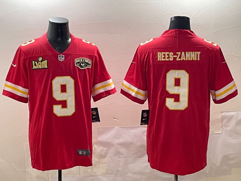 Men Kansas City Chiefs 9 Rees-Zammit Red Second generations 2025 Nike Limited NFL Jersey style 2